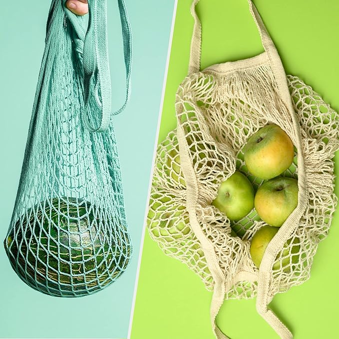 DRWSSR 2pcs Fashion Storage Mesh Bag Reusable Fruit Mesh Bag Shopping Mesh Bag Pure Cotton Portable Mesh Bag Shopping Bag