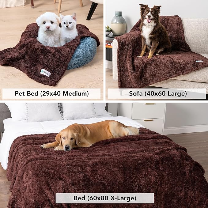 PetAmi Dog Blanket for Small Dogs Brown, Fluffy Soft Puppy Blanket, Sherpa Fleece Cat Blanket for Kitten Doggie, Calming Pet Blanket Throw for Couch Sofa Bed Washable, Small 24x32