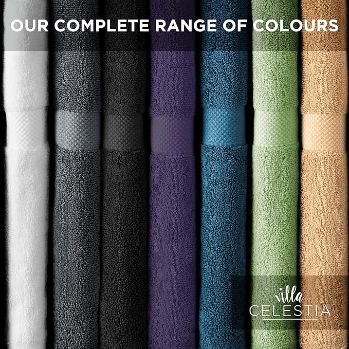 Villa Celestia 100% Cotton Hand Towel Set of 4, (16 x 28 inches) Sustainable, Soft, Highly Absorbent, Quick Drying, Combed Cotton Hand Towels Pack of 4 Ideal for Hotels, Spa, Bathroom, Dorm, Black
