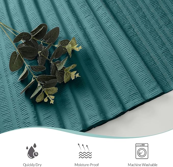Aiyufeng Turquoise Shower Curtain for Bathroom, Embossed Textured Fabric Shower Curtain for Bathroom - Soft Cloth & Hotel Spa, Machine Washable, 72X72, Turquoise