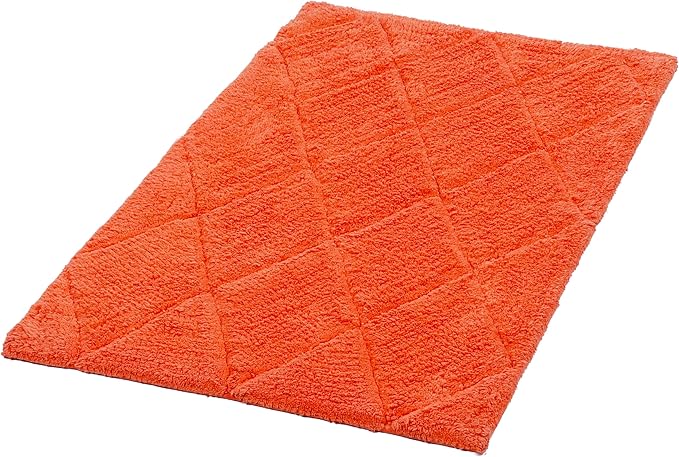C23 Luxury 2200 GSM Heavyweight Bath Mat | 100% Tufted Cotton | 20"x32" Orange Thick & Plush Bathroom Rug | Ultra-Absorbent, Quick Dry, Anti-Slip Natural Latex Back, Machine Washable, 1 Piece