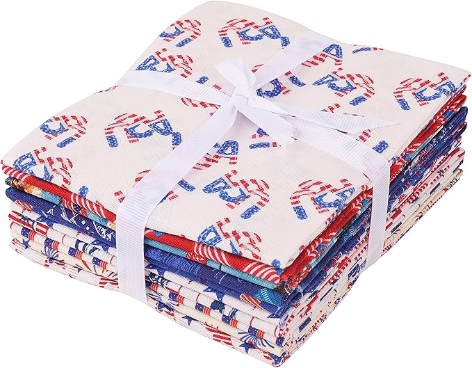 Craftido -25 Options- 100% Cotton Quilting Fabric Bundles 10pcs Fat Quarters 18”x21”-Medium Weight 5.2 oz- Soft Cotton for Quilting, Sewing Project, Patchwork, DIY Crafts – American Style