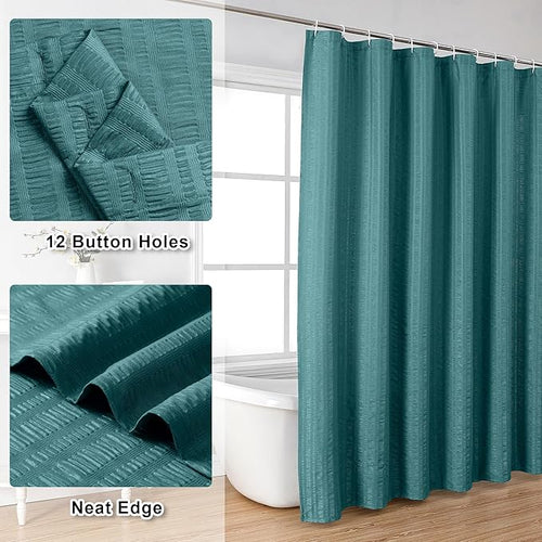 Aiyufeng Turquoise Shower Curtain for Bathroom, Embossed Textured Fabric Shower Curtain for Bathroom - Soft Cloth & Hotel Spa, Machine Washable, 72X78, Turquoise