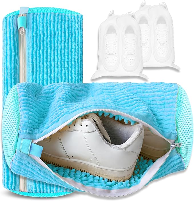 Xinambyh 2Pcs Reusable Shoe Washing Machine Bag for Washer and Dryer:Free Up Hands, Prevent Deformation,shoe bag with Zipper Protection Design, Use for all Shoes,Sports Shoes