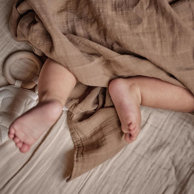 Huxie Swaddle - 100% Organic Cotton - Muslin Swaddle Blankets for Newborn, 47" x 47" (Natural)