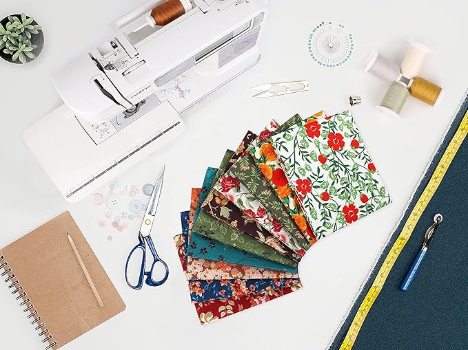 Craftido -25 Options- 100% Cotton Quilting Fabric Bundles 10pcs Fat Quarters 18”x21”-Medium Weight 5.2 oz- Soft Cotton for Quilting, Sewing Project, Patchwork, DIY Crafts - Retro Style