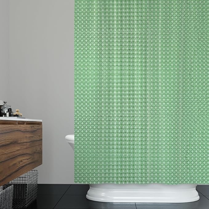 ggaimwf 72x84 Inch Solid Color Shower Curtain for Bathroom Waffle Bath Water Resistant Fabric Curtains Pistachio Green Modern Thick Shower Stall Curtain with Metal Hooks