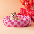 Lesure Shown on TV Donut Large Dog Bed - XL Round Beds Indoor Calming Valentine's Day Gift for Pets, Washable Cute Home Decor Beds with Jacquard Shaggy Plush & Anti Slip Bottom, 36 Inch, Lover Hearts