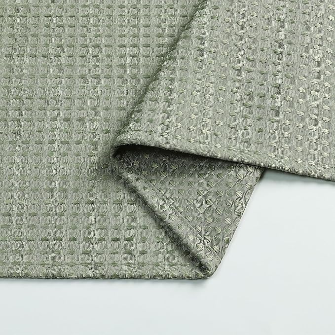 meioro Sage Green Shower Curtain, Waffle Weave 256GSM Heavy Duty Textured Fabric Shower Curtains for Bathroom Hotel Spa, Luxury Weighted Polyester Cloth Bath Curtain Set with 12 Hooks, 72Wx96H