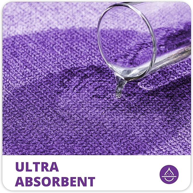 Bosap Bathroom Rugs Set 2 Pieces,Thin Bathroom Mats,Toilet Rugs,Quick Dry,Non-Slip,Machine Washable,Low Pile,Absorbent Bath Mats,Shower,Sink,Home Decor Accessories.Purple,1'5"x2'3"+1'8"x2" U Shape