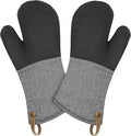 Cuisinart Heritage Kitchen Oven Mitts – Heat-Resistant Mitts for Oven with Non-Slip Neoprene Palm, Long Cuff, and Cotton Filling – Durable Oven Gloves for Cooking, Baking & Grilling (Black Chevron)