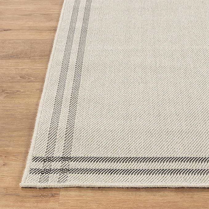 Easy Jute Rugs 2x3 Bordered Bone Color Living Room Indoor Outdoor Door Mat for Patio and Kitchen Rug High Traffic Washable Easy to Clean Solid Boho Woven Design Outside Carpet (2 x 3)