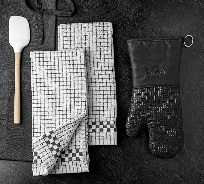 Xlnt Extra Long Oven Mitts (Black) | Teflon EcoElite Water Repellent | Heat Resistant for Oven Cooking, Grill & BBQ | Non Slip Gloves with Teflon EcoElite Finish, Cotton Lining & Hanging Loop