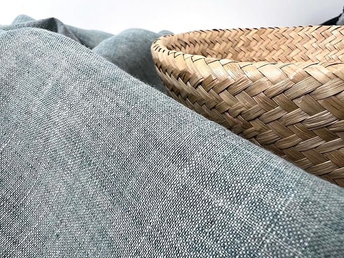 100% Linen Fabric – Yarn Dyed Chambray, Pre-Washed, Lightweight Crisp & Cool Handfeel, 52–54" Wide – The Linen Lab (Dusty Green 6926, 3y)