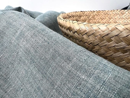 100% Linen Fabric – Yarn Dyed Chambray, Pre-Washed, Lightweight Crisp & Cool Handfeel, 52–54" Wide – The Linen Lab (Dusty Green 6926, 3y)