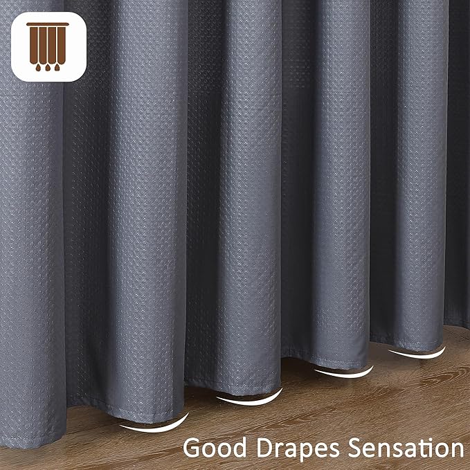 Ebesto Grey Long Shower Curtain 84 Inch Length 1 Piece, Embossed Textured Soft Fabric Bathroom Shower Curtain, Water Repellent Machine Washable Cloth Hotel Spa Bath Decor, 72Wx84L Inches