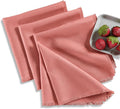 Solino Home Dusty Rose Linen Napkins Set of 4-100% Pure Linen Fringe Dinner Napkins 20 x 20 Inch for Valentines, Spring, Easter