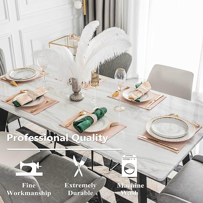 Home Brilliant Valentines Placemats Set of 4 Heat Resistant Dining Table Place Mats for Kitchen Table Party Dinner Decorations, 13 x 19 inches, Apricot Pink