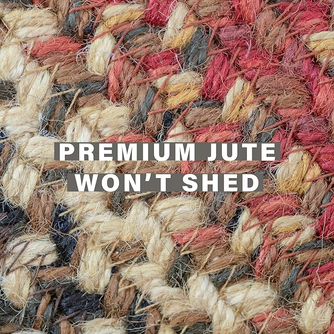 Homespice Chester Braided Jute Area Rug 6x9' - Lodge Style Braided Rugs for Living Room and Dining Room
