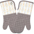 Silicone Printing Oven Mitts Heat Resistant to 500 Degree,Yarm-Dyed Oven Gloves with Animal Design Non-Slip for Kitchen Cooking Barbecue Baking and Machine Washable. (Khaki Oven Mitts)
