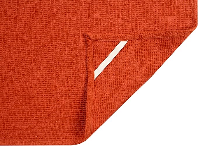ACCENTHOME 100% Cotton Waffle Weave Kitchen Towel Set of 4 Super Soft Absorbent Tea Towels | Durable Cleaning Dish Cloths & Quick Drying Dishes Rags 18x26 inches in Rust/Mustard Color
