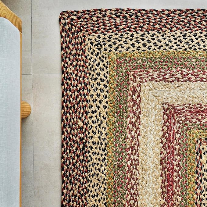 Traditional Jute Braided Rug, Rustic Country Décor for Kitchen, Living Room, Dining Room, Bedroom, Forest Sunset, 8'X10'
