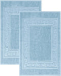 Superior Heavyweight Cotton Bath Mats, Bath Rugs For Bathroom Accessories, Washable Rug For Shower, Toilet, Modern Decor, No Backing, Luxury Hotel And Spa Quality, Set of 2, 22" x 35", Light Blue
