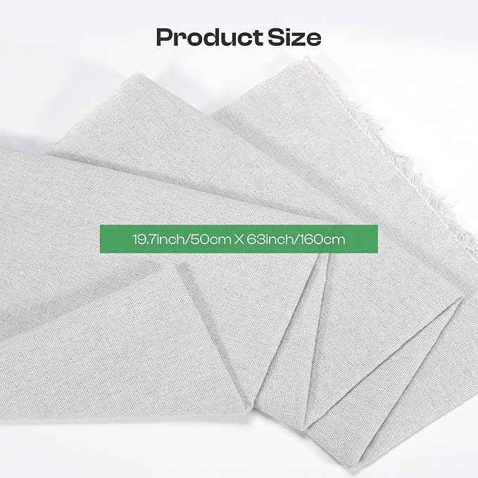 Caydo White Linen Fabric, (62In x 19In) Large Size Linen Material for Making Garment Craft Flower Pot Interior Decoration