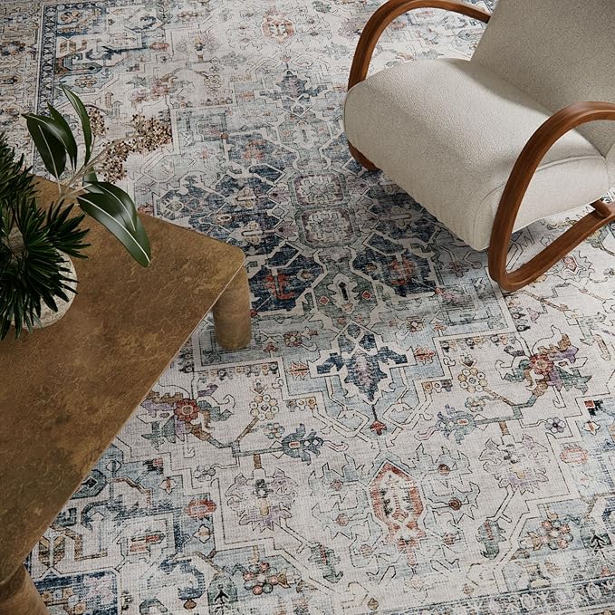 10x12 Area Rugs for Living Room: Large Area Rug Washable Stain Resistant Non Slip Distressed Vintage Low Pile Faux Wool Soft Rugs for Bedroom Farmhouse Dining Room Kids Playroom Nursery
