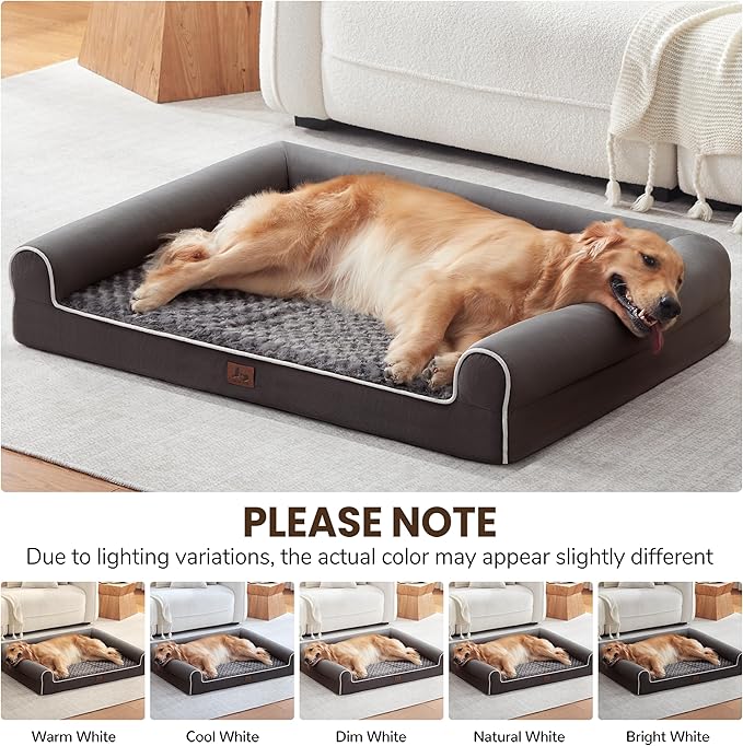 Warmrest Large Dog Beds Large Sized Dogs, Orthopedic XXL XL Dog Bed for Medium Size Dogs, Big Waterproof Couch Sofa with Removable Washable Cover for Pet, Dark Grey, 48"*35"*8"