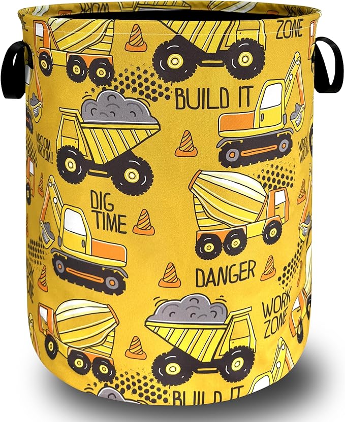 Cartoon Cars Pattern Laundry Hamper Foldable Oxford Cloth Funny Laundry Basket With Handle Portable Clothes Storage Basket Laundry Bag 18.9"x16.5" For Laundry Room/Bedroom/Bathrooms