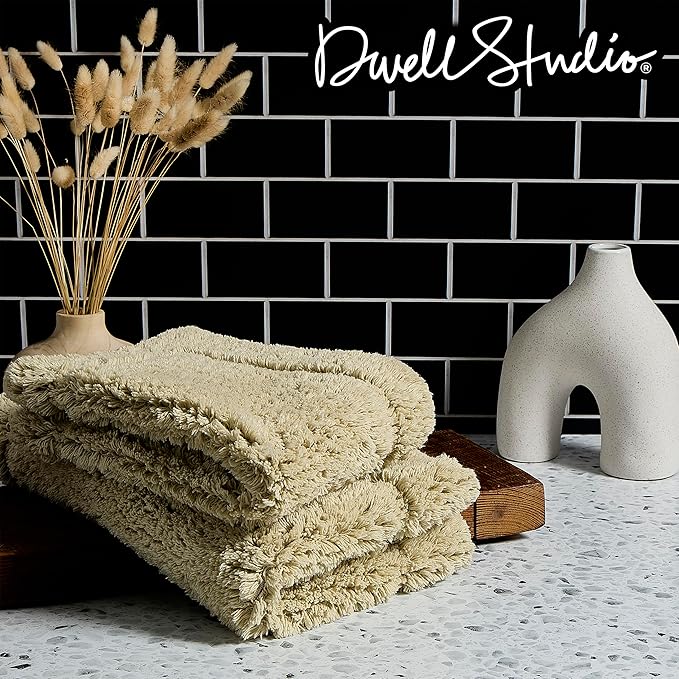 DwellStudio Reversible Cotton Bath Rugs: Luxurious Comfort and Anti-Slip Protection, Taupe, Non Slip Back