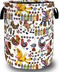 Cute Animal Doll Laundry Basket Oxford Cloth Cartoon Pattern Laundry Hamper With Handle Portable Clothes Storage Basket Foldable Funny Laundry Bag 18.9"x16.5" For Laundry Room/Bedroom/Bathrooms