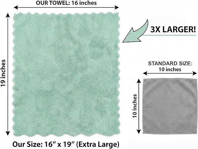 BRODER MFG. INC. Extra Large Microfiber Kitchen Towels (16x19, 5-Pack Assorted Pastels) - Ultra Plush, Lint Free Reuseable Cloths for Everyday Use- Absorbent Scalloped Edge Dish Cloths