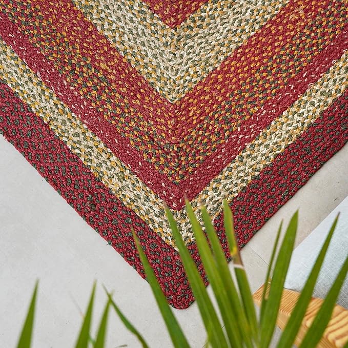 Traditional Jute Braided Runner Rug, Rustic Primitive Country Décor for Kitchen, Entryway, Hallway, Marigold, 2'6"X16'