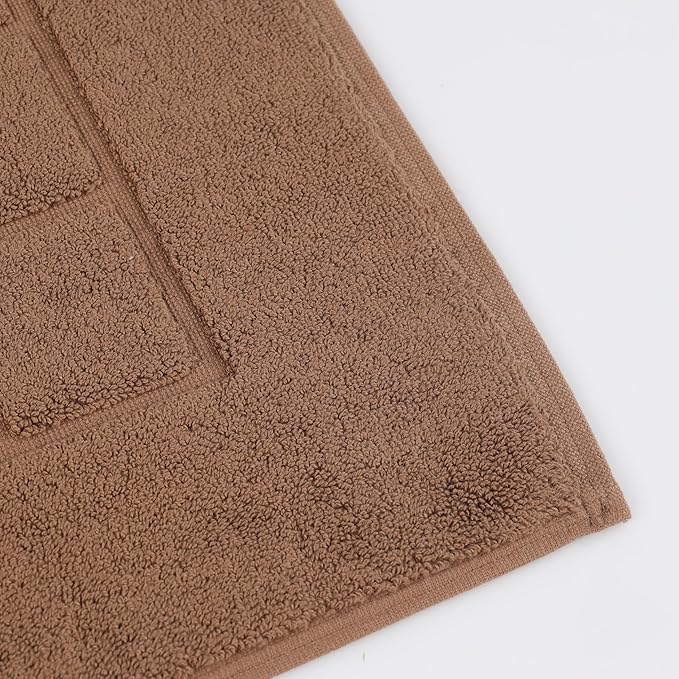 Superior 100% Cotton Bathmat Set, Bath Mats, Bathroom Decor, Shower, Bathtub Essentials, Home Accessories, Small Washable Rug, No Backing, Heavyweight, Nora Collection, Set of 2, 22" x 35", Chocolate