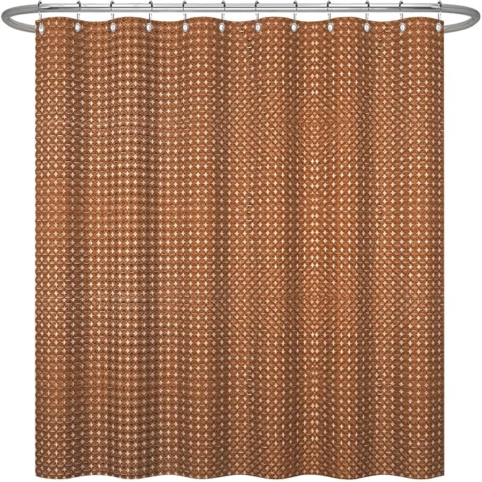 ggaimwf 60x72 Inch Solid Color Shower Curtain for Bathroom Waffle Bath Water Resistant Fabric Curtains Chocolate Modern Thick Shower Stall Curtain with Metal Hooks