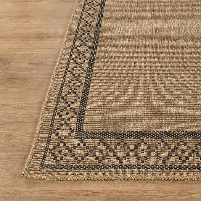 Easy Jute Rugs 2x3 Frame Natural Color Living Room Indoor Outdoor Door Mat for Patio and Kitchen Rug High Traffic Washable Easy to Clean Solid Boho Woven Design Carpet (2 x 3)