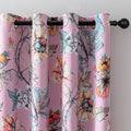 MYSKY HOME Floral Blackout Curtains 63 Inch Long Bedroom Black Out Thermal Insulated Privacy Protect Curtain Flower Patterned Fancy Cottage Core Grommet Drapes for Girls Room Nursery, Pack-2, Pink