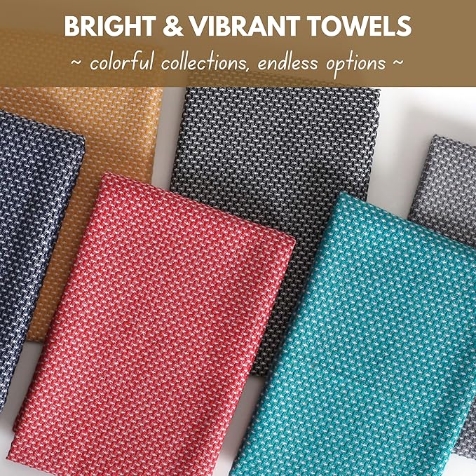 Native Fab 4 Pack Dotted Pattern Kitchen Dish Towels Cotton Super Absorbent Quick Drying Reusable 18x26 Inches - Bar Hand Towels, Kitchen Cleaning Towels with Hanging Loop, Black