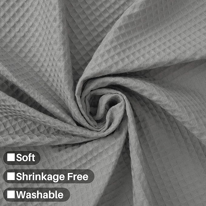 Barossa Design Long Shower Curtain 78" Height - Honeycomb Waffle Weave & Cotton Blend, Hotel Luxury & Spa, Heavy Weight Fabric, Washable - Lake Wanaka Gray, 72x78
