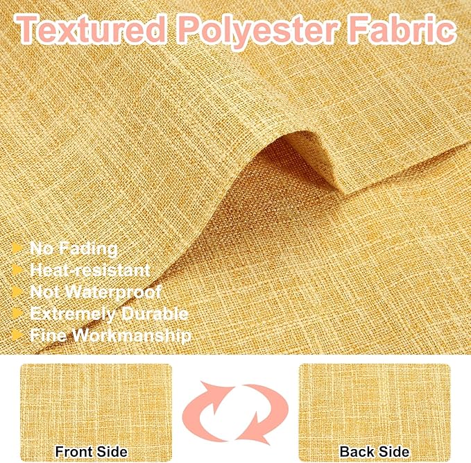 HARFINGTON 6pcs Linen Fabric Placemats 12" x 18" Polyester Rectangle Place Mats Machine Washable Heat Resistant Kitchen Table Mats for Outdoor Indoor Party Family Holiday, Gold