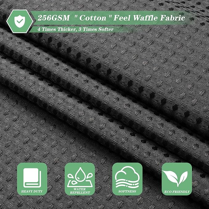 meioro Charcoal Grey Shower Curtain, Waffle Weave 256GSM Heavy Duty Textured Fabric Shower Curtains for Bathroom Hotel Spa, Luxury Weighted Polyester Cloth Bath Curtain Set with 12 Hooks, 72Wx78H