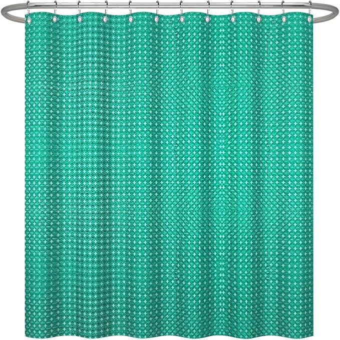 ggaimwf 48x72 Inch Solid Color Shower Curtain for Bathroom Waffle Bath Water Resistant Fabric Curtains Jungle Green Modern Thick Shower Stall Curtain with Metal Hooks