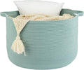 XUANGUO Large Cotton Rope Basket – 22"x14" Woven Storage Basket for Blankets, Toys, Laundry, and Nursery – Round Baskets for Living Room, Kids, and Pets Light Green