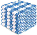 Blue Needles Waffle Weave Check Plaid Dish Cloths, 12x12 Inches 100% Cotton Set of 6 Dish Towels for Kitchen, Ultra Soft & Absorbent Kitchen Towels for Quick Drying Spring Summer - Sky Blue & White