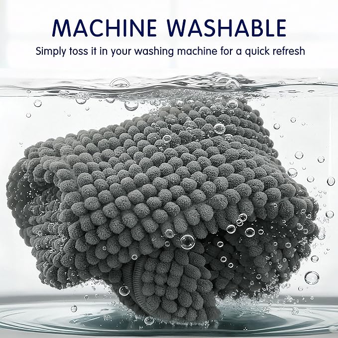 SUBRTEX Bathroom Rugs, 24" x 36" Chenille Bath Rug Soft Short Plush Bath Mat Soft Shower Mat Water Absorbent Shower Mat Quick Dry Machine Washable, Gray