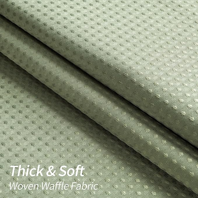 MitoVilla Waffle Shower Curtain 72 x 78, Sage Green Fabric Long Set, Modern Farmhouse for Bathroom Decor, Luxury Hotel Cloth 78 Inch Long