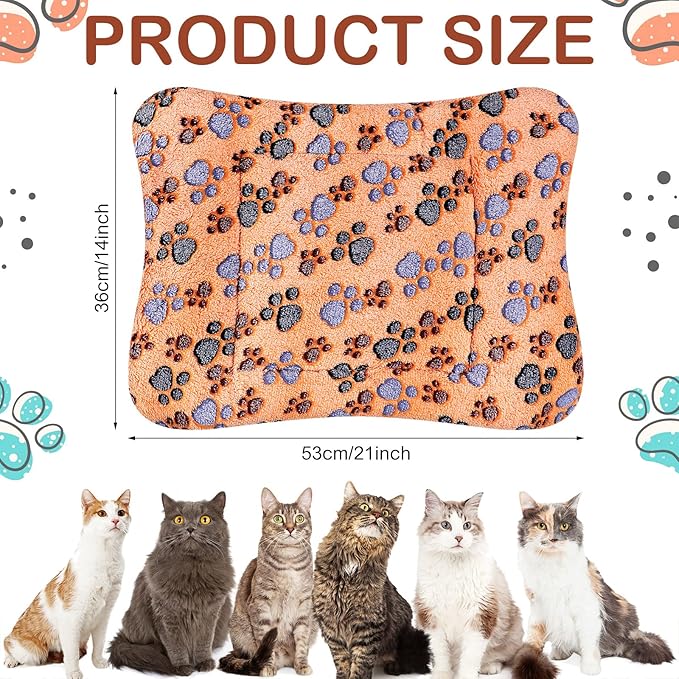 Tuanse 4 Pack Ultra Soft Dog Cat Bed Mat with Cute Prints Reversible Fleece Dog Crate Kennel Pad Cozy Washable Thickened Hamster Guinea Pig Pet Bed Mat for Small Animals(21 x 14 Inches,Vivid Color)