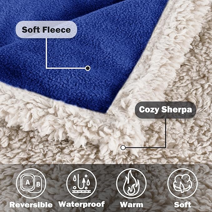 Kritter Planet Waterproof Bed Blanket for Couples, Washable Stain Proof Pad Bed Cover, Reversible Leakproof Protector, Liquid Pee Proof Blanket for Couch Sofa, 80x90 inch, King Size